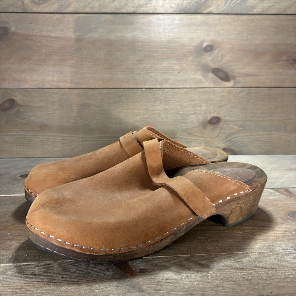 lotta from stockholm womens size 42 shoes brown leather slip on wedge comfort cl